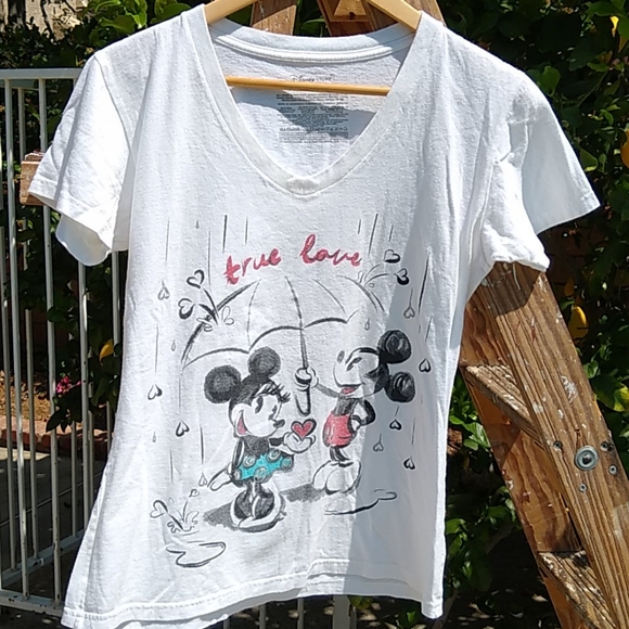 Disney Tops - Disney All Cotton V-Neck Tee "True Love" Umbrella